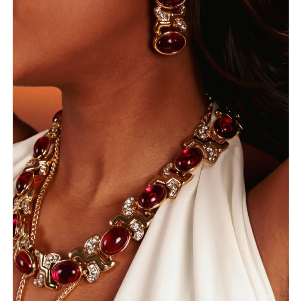 By Lolita Titan Ruby Earrings and Necklace Set - Picture 3 of 4